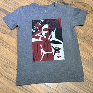 Jordan Flight Jumpman Graphic T-Shirt Gray Red Youth M 8-10 Years